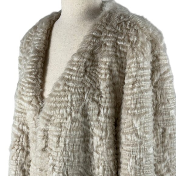 Elevated Piece! Anthropologie Fur by Urf Noemie Faux Fur Coat in Beige Size L - Picture 9 of 14